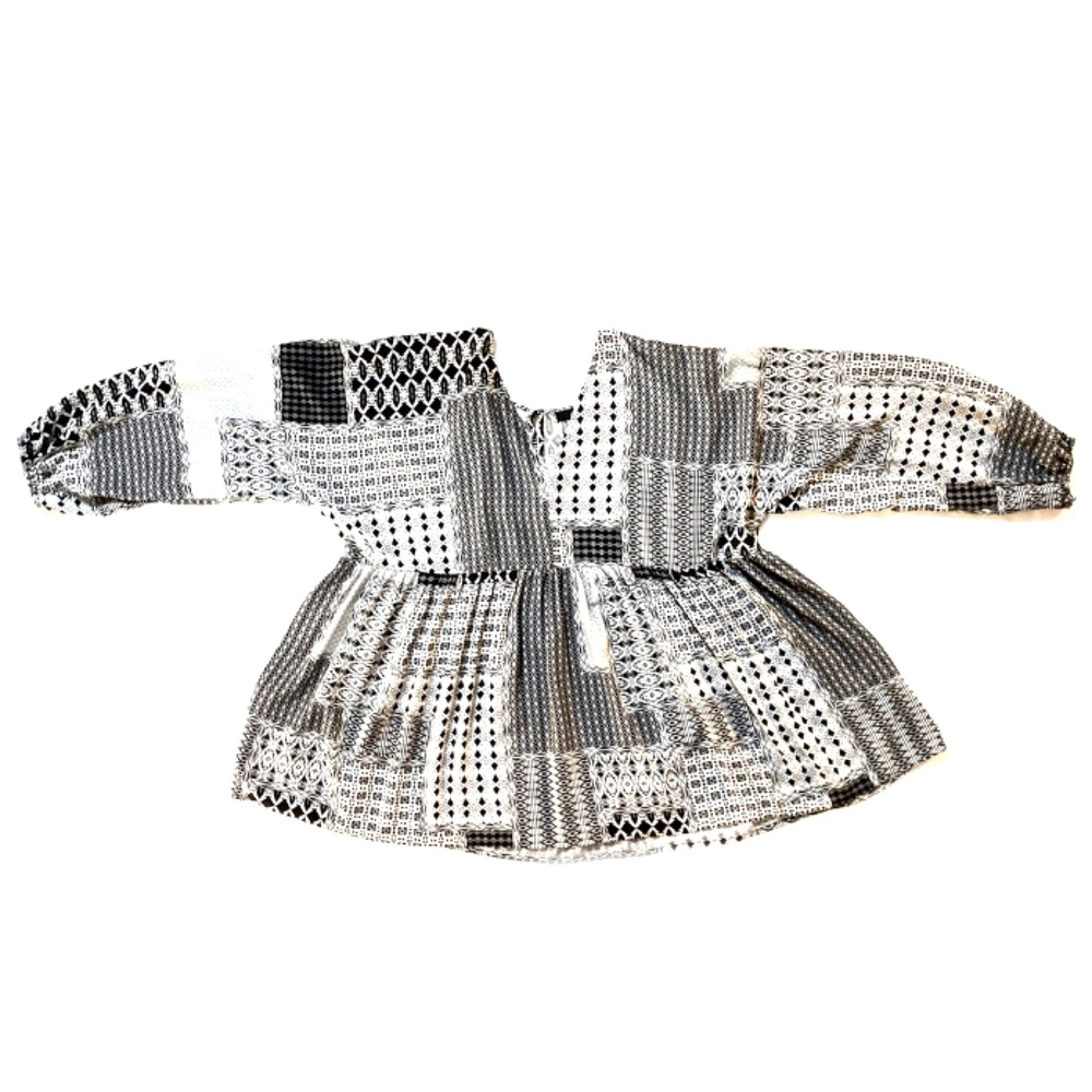 Ellos Black&White Patchwork Pattern Flowy Shirt - image 1